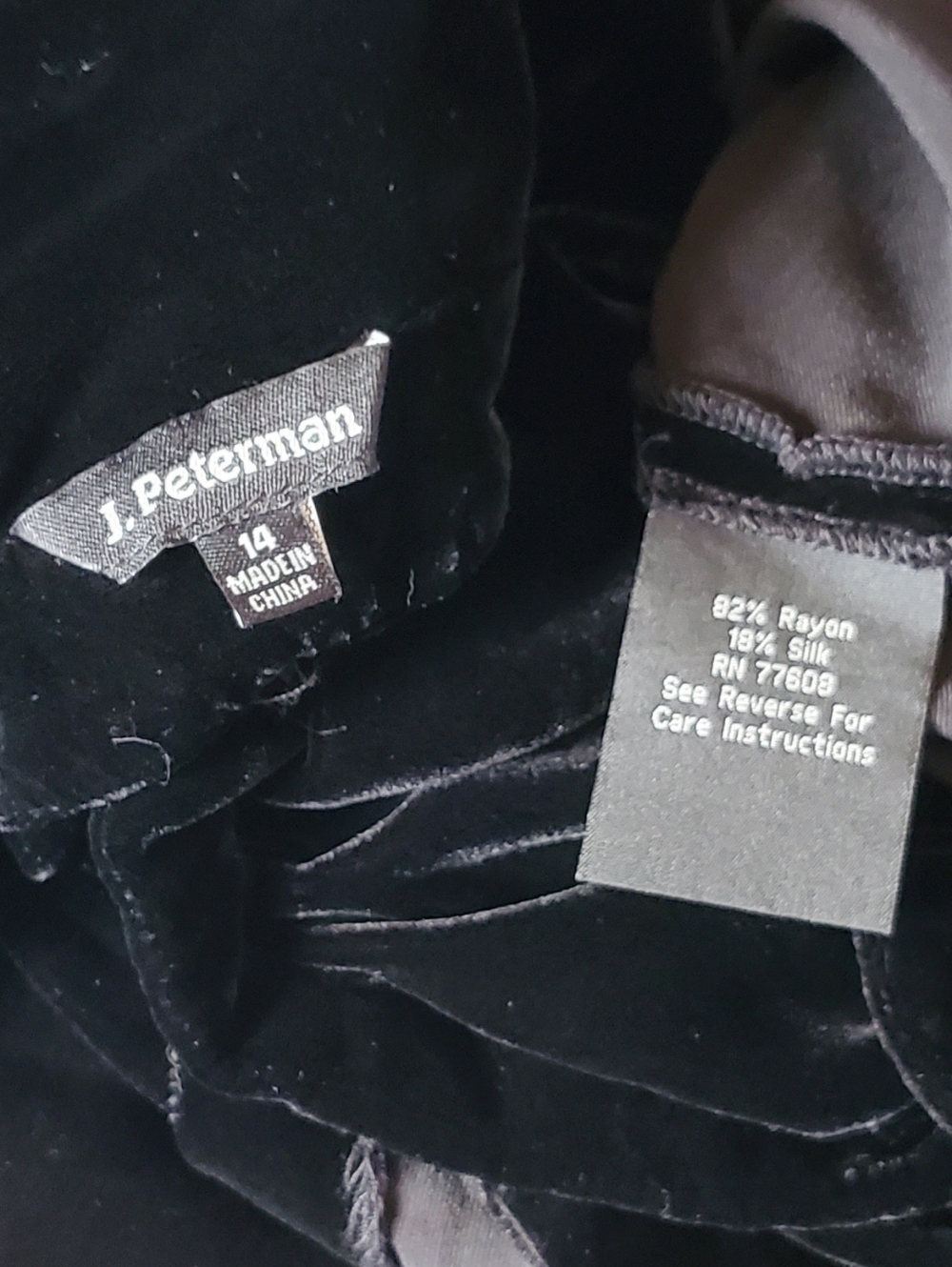 J Peterman 14 Black Velvet Button-Front Jacket Blouse un-lined shrug - Picture 6 of 6